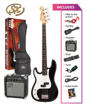 Load image into Gallery viewer, SX 4/4 Bass Guitar Pack - Black - LEFT HAND