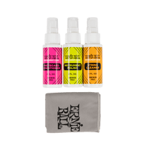 Load image into Gallery viewer, Ernie Ball Instrument Care 3-pack w/ Microfibre Polish Cloth