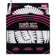 Load image into Gallery viewer, Ernie Ball Coiled Instrument Cable Straight/Angle 30ft - White