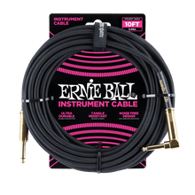 Load image into Gallery viewer, Ernie Ball Braided Instrument Cable Straight/Angle 10ft - Black w/Gold Connectors