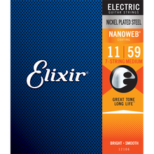 Load image into Gallery viewer, Elixir 12106 Nanoweb Electric 7 String Medium 11-59