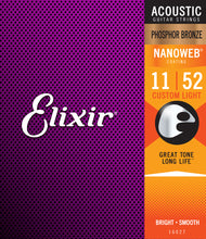 Load image into Gallery viewer, Elixir 16027 Nanoweb Phosphor Bronze Custom Light 11-52