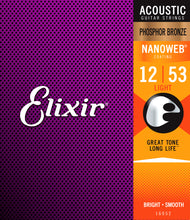 Load image into Gallery viewer, Elixir 16052 Nanoweb PHOSPHOR Bronze Light 12-53