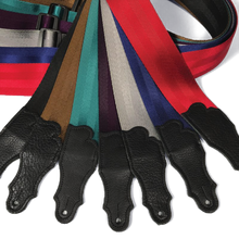 Load image into Gallery viewer, Franklin 2" Black Aviator Seat Belt Strap with Pebbled Glove Leather End Tab