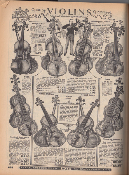 Musical instrument pages from 1927 Sears, Roebuck and Co catalogue