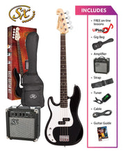 Load image into Gallery viewer, SX 4/4 Bass Guitar Pack - Black - LEFT HAND
