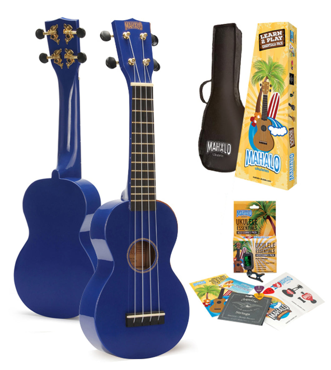 Mahalo 'Learn 2 Play' Ukulele Essentials Pack - Blue