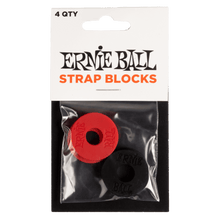 Load image into Gallery viewer, Ernie Ball Strap Blocks - Red and Black - 4 Pack

