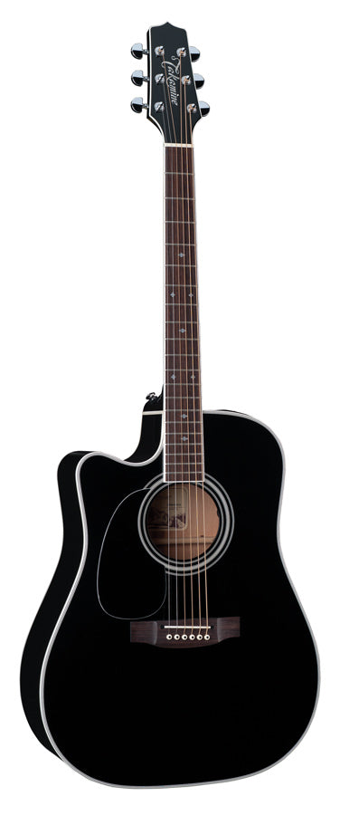 Takamine Legacy Series Left Handed Dreadnought AC/EL Guitar with Cutaway in Black Gloss FinishTEF341SCLH