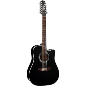Takamine Legacy Series 12 String Dreadnought AC/EL Guitar with Cutaway in Black Gloss FinishTEF381SC
