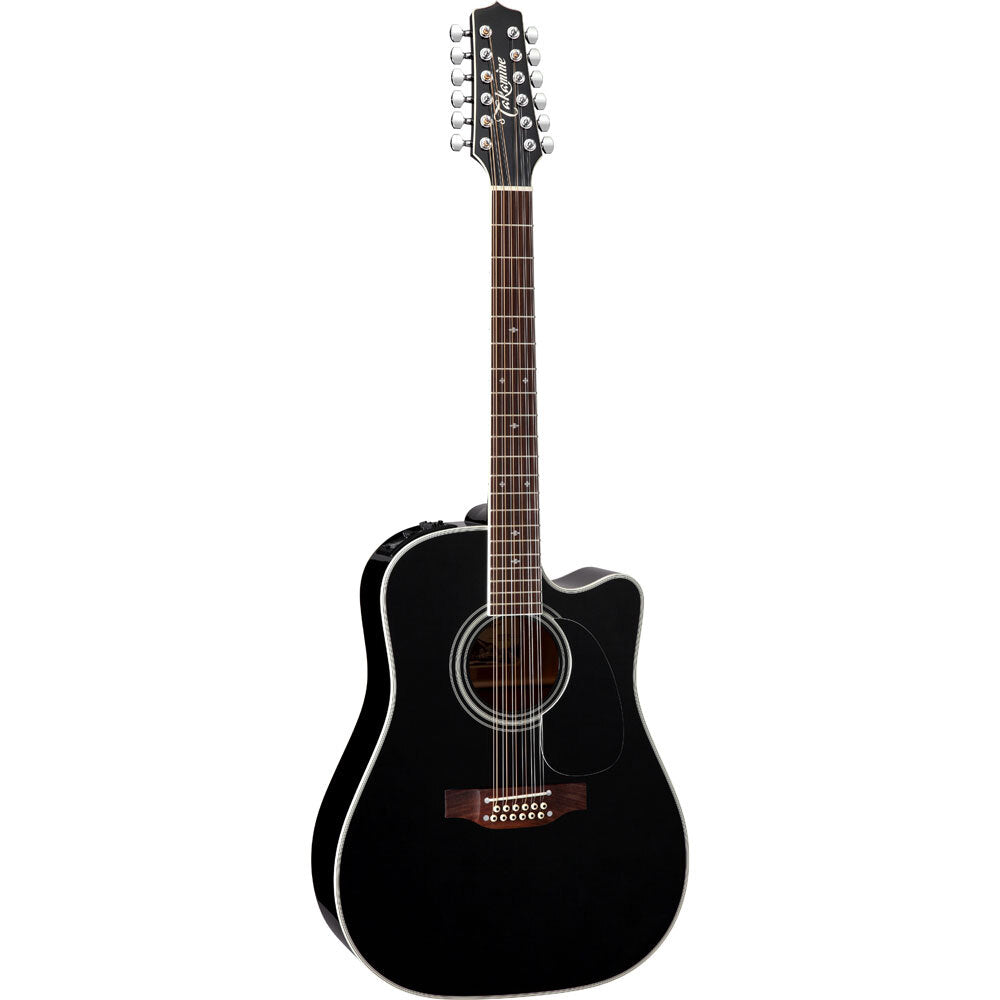 Takamine Legacy Series 12 String Dreadnought AC/EL Guitar with Cutaway in Black Gloss FinishTEF381SC