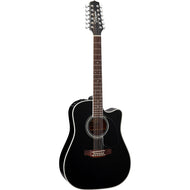 Takamine Legacy Series 12 String Dreadnought AC/EL Guitar with Cutaway in Black Gloss FinishTEF381SC