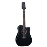 Takamine G30 Series 12 String Dreadnought AC/EL Guitar with Cutaway in Black Gloss Finish TGD30CE12BLK