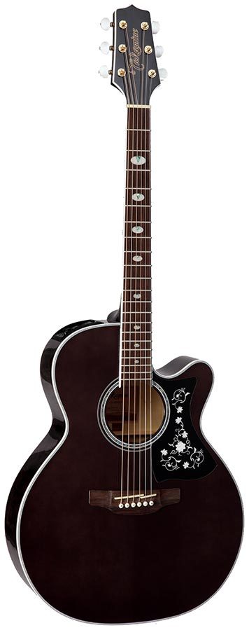 Takamine G70 Series NEX AC/EL Guitar with Cutaway in Transparent Black Gloss Finish TGN75CETBK