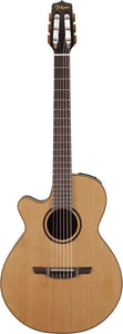 Takamine Pro Series 3 Left Handed FCN Nylon String AC/EL Guitar with Cutaway in Natural Satin FinishTP3FCNLH