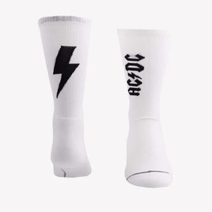 AC/DC "Lightning Strikes" Large Crew Socks in White (1-Pair)