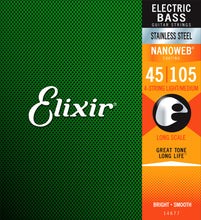 Load image into Gallery viewer, Elixir 14677 Nanoweb Bass  Stainless Steel Medium 45-105
