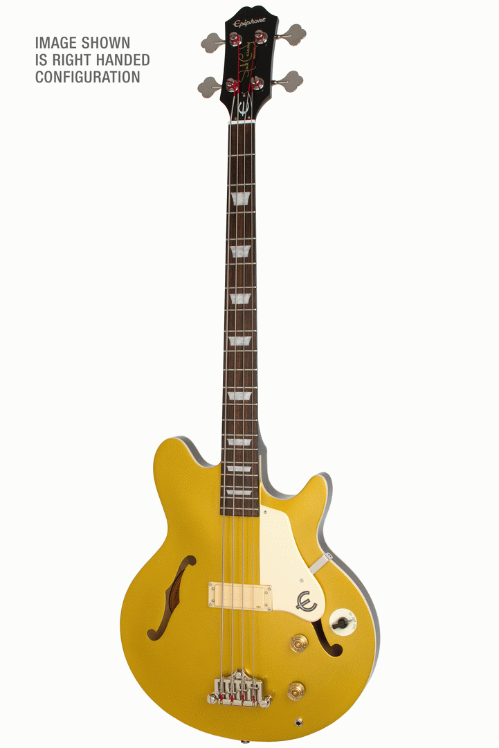 Left Handed Epiphone Jack Casady Bass in Metallic Gold
