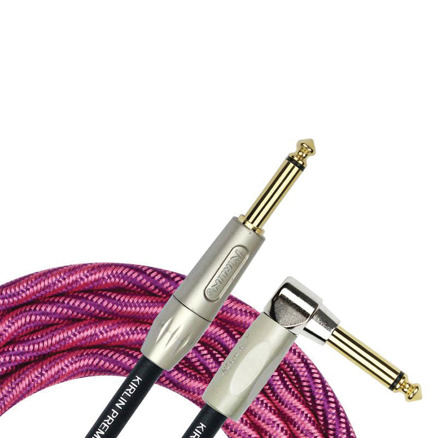 Kirlin IWB202WPP 20ft Premium Plus Wave Pink Guitar Cable RA - Straight
