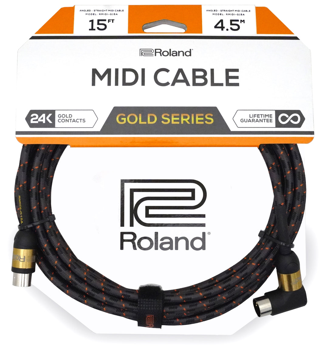 Roland Gold Series Midi Cable - 15ft Angled