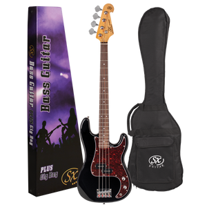 SX Vintage Style Bass Guitar - Black