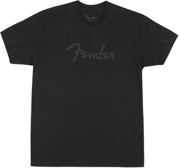 Fender Spaghetti Logo T-Shirt, Black on Black - XLarge