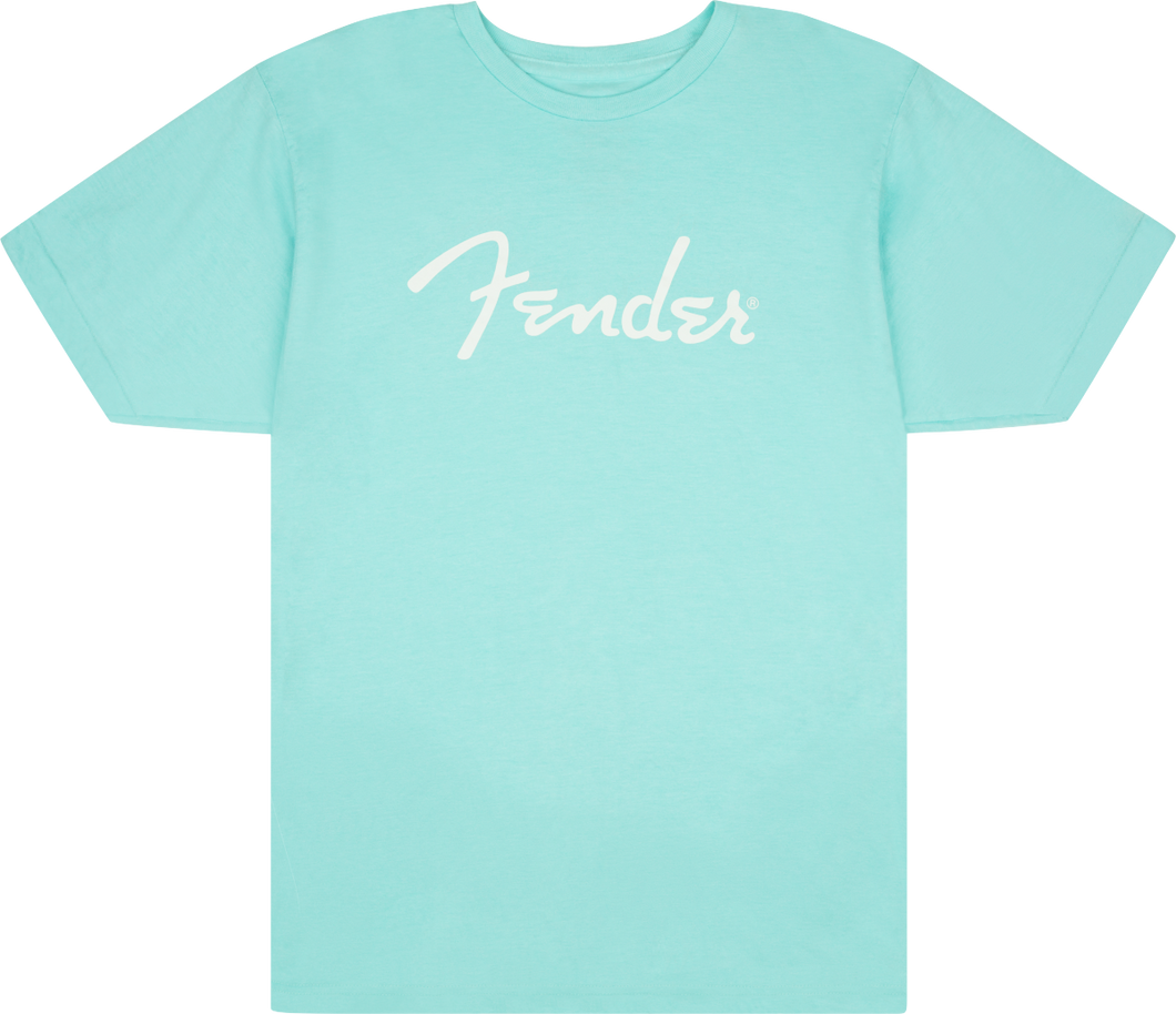 Fender Spaghetti Logo T-Shirt, Daphne Blue - Large