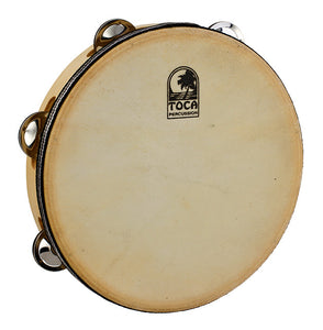 Toca Players Series Wooden 9" Tambourine with Head & Double Row Of Jingles