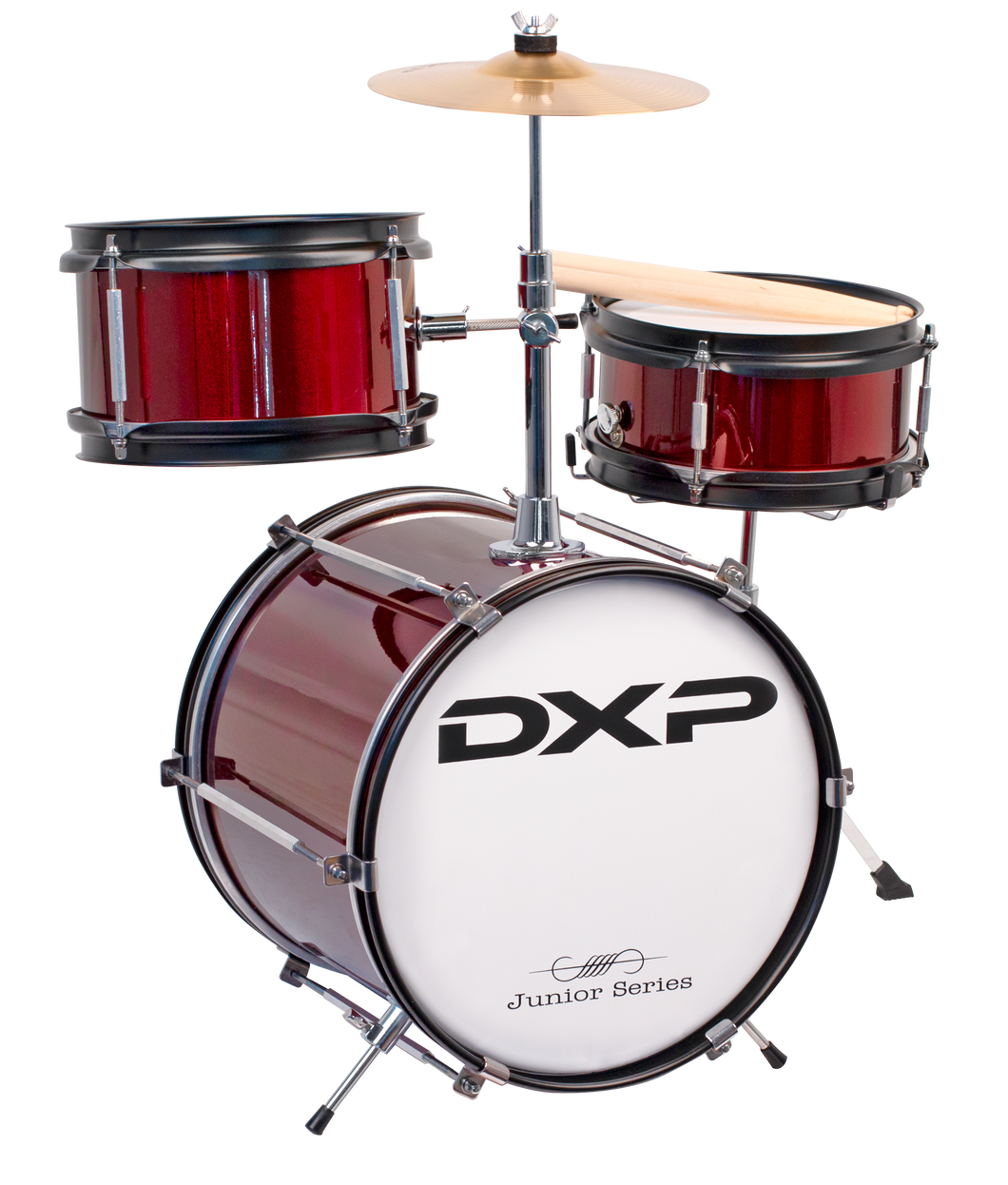 DXP 3 Piece Junior Drum Kit Package  Wine Red