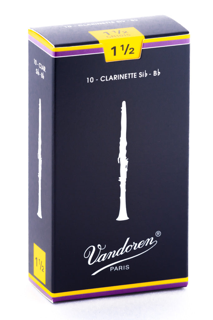 Vandoren B Flat Clarinet Reeds - TRADITIONAL - Gr 1.5 - Box of 10