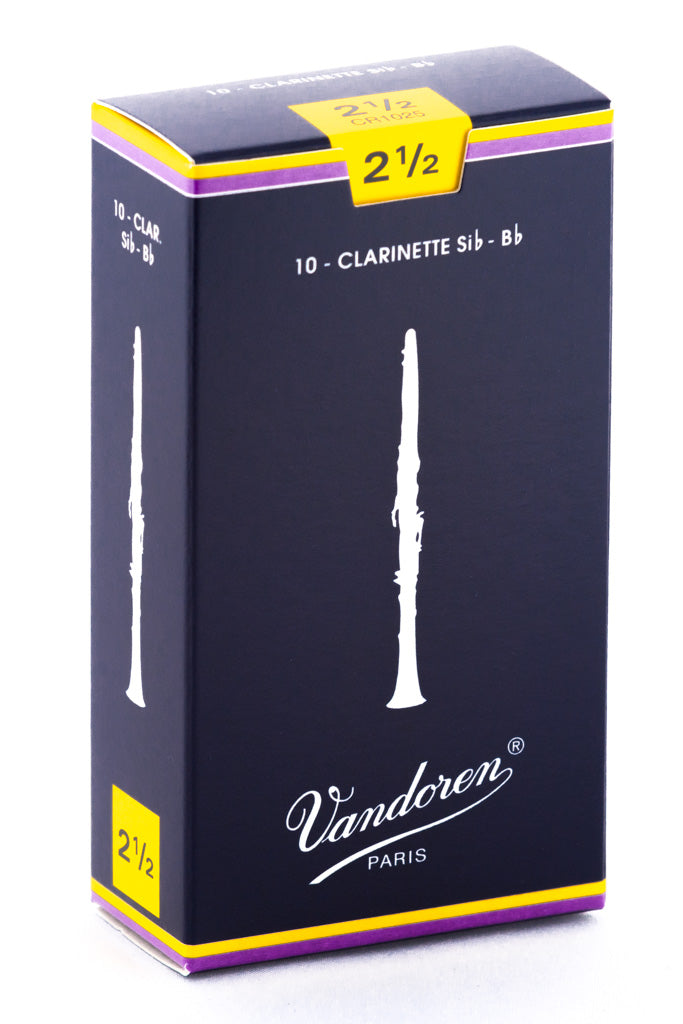 Vandoren B Flat Clarinet Reeds - TRADITIONAL - Gr 2.5 - Box of 10