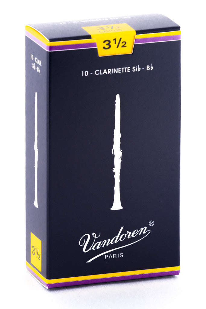 Vandoren B Flat Clarinet Reeds - TRADITIONAL - Gr 3.5 - Box of 10