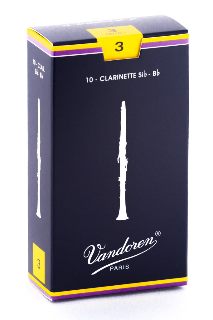Vandoren B Flat Clarinet Reeds - TRADITIONAL - Gr 3.0 - Box of 10