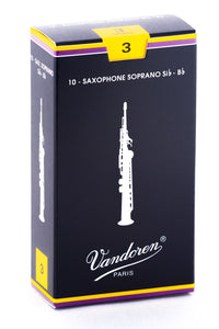 Vandoren Soprano Sax Reeds - TRADITIONAL - Grade 3.0 - Box of 10