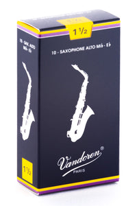 Vandoren Alto Sax Reeds - TRADITIONAL - Grade 1.5 - Box of 10