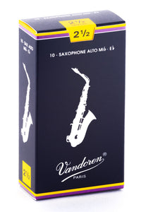 Vandoren Alto Sax Reeds - TRADITIONAL - Grade 2.5 - Box of 10